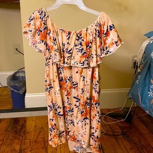 Coral off the shoulder floral top